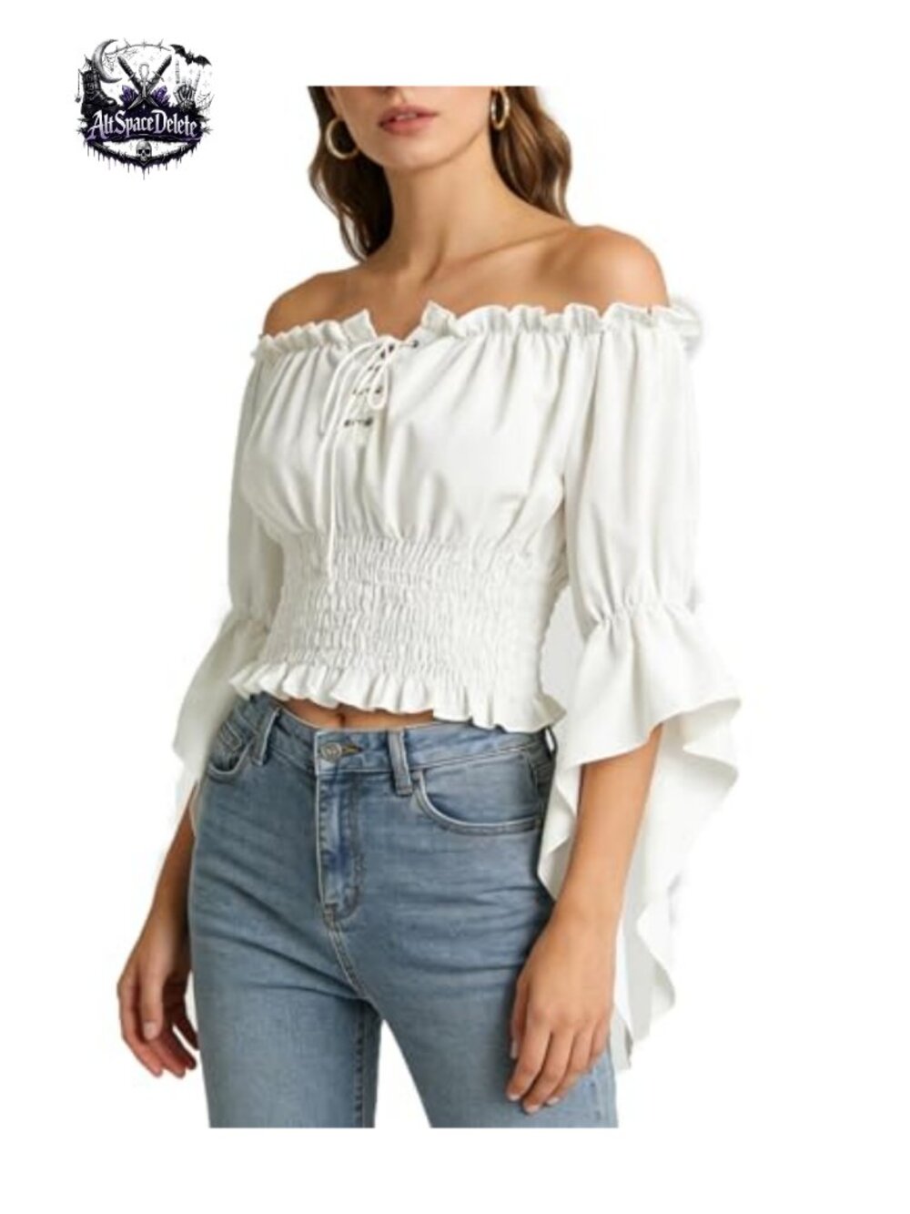 Womens Renaissance Blouse Off Shoulder Medieval Pirate Top Halloween